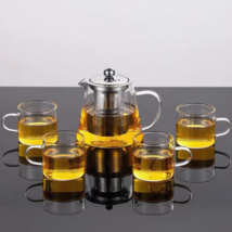 18.6 OZ Glass Teapot Borosilicate Clear Tea Kettle with Remove and 4 pcs... - $22.67