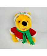 Vintage Disney Holiday Winnie the Pooh Bear Santa Hat &amp; Scarf 14&quot; Plush ... - $20.76 CAD