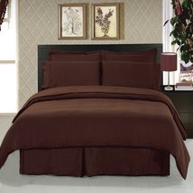 Calking Size Size Solid Chocolate 8-Piece Bedding Set Super Soft Microfiber Shee - £122.92 GBP