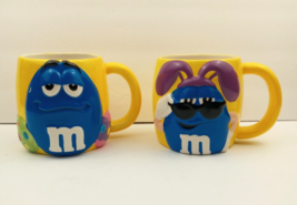 M&amp;M &#39;s Ceramic Coffee Tea Cups Oversize Easter Eggs Bunny Blue M&amp;M Set of 2 - £14.59 GBP