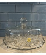 Princess House Crystal Clear Glass Heritage Design Cake Stand Etched Dom... - $1,869.21 MXN