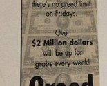 Greed Game Show Fox Tv Guide Print Ad Fast Money TPA21t - $5.93