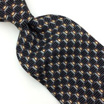 Bill Blass Tie Black Maroon Gold Silk Geometric Micro Diamonds Necktie Mens #I21 - £12.62 GBP