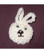 Vintage Crochet Easter White Bunny Rabbit Head Holiday Pin Brooch Hand Made - £7.83 GBP