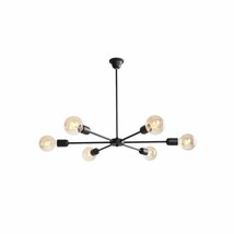 Mid Century 6 Holder Matte Black Chandelier Ceiling Lighting - £142.37 GBP