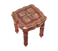 Coffee table 12 inches side Corner Table Brass Carving antique square Furniture - £111.82 GBP