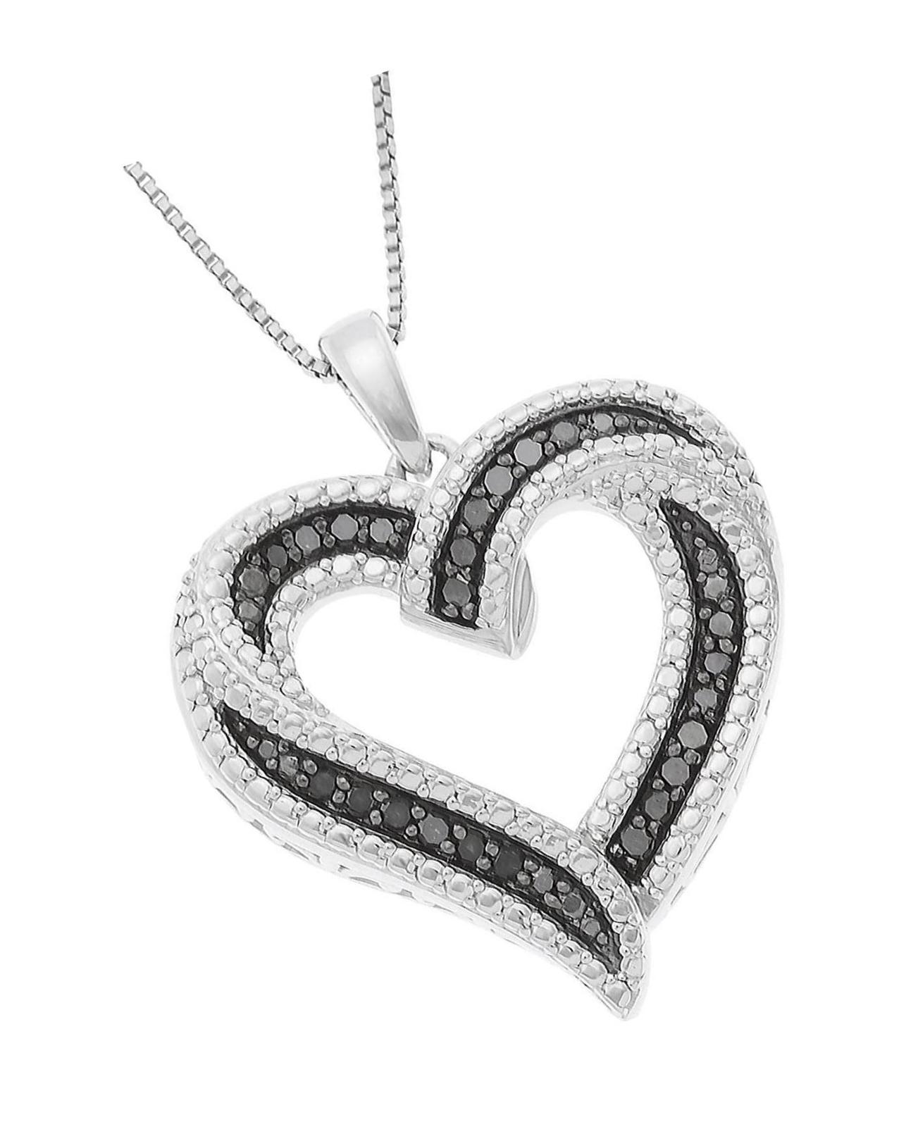 Sterling Silver 1/4cttw Natural Round-Cut Black Heart - $241.49