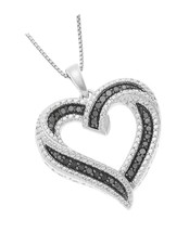 Sterling Silver 1/4cttw Natural Round-Cut Black Heart - £193.03 GBP