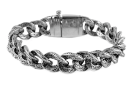 Fancy Stainless Steel Designer Curb Link Bracelet Stainless Steel 144 - £25.33 GBP