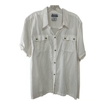 Columbia Women’s 3X White Linen Cotton Short Sleeve Button Front Shirt S... - $24.30