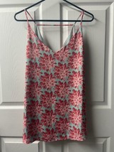 Talbots Chiffon Tank Top Womens Large Lined Green Pink Floral Sleeveless - £10.76 GBP