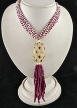 Antique Natural Rock Crystal Quartz 22K Gold Ruby Pearl Beads Important Necklace - £2,930.07 GBP