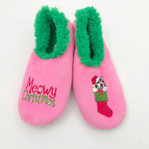 Snoozies Women&#39;s Meowy Christmas Slippers Medium 7/8 Pink - £9.76 GBP