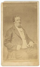 Antique Named CDV Circa 1870&#39;S Older Large Man Sitting Shenandoah Beard in Chair - £9.58 GBP