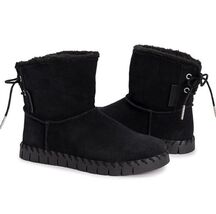 MUK LUKS Women&#39;s Flexi Albany Boots Black Size 6 Ankle Suede NEW WITH TAGS  - $27.28 CAD