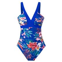 Vintage One Piece Swimsuit for Women Monokini V-Neck Swimwear Retro Beac... - $29.25