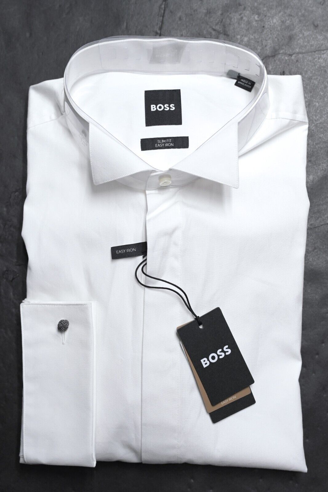 Hugo Boss Hank Men Easy Iron French Cuff Wing Collar Tuxedo Dress Shirt 43 17 Item image 2
