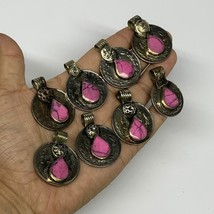89g, 8pcs, Turkmen Coins Jeweled Synthetic Pink Tribal @Afghanistan, B14526 - £6.29 GBP
