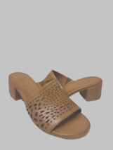 MIZ MOOZ WOMEN&#39;S   LEATHER SLIP ON HEELED SANDALS BRANDY 37EU / 7US  # A-49 - $39.95