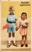 Vintage happy children, Art Deco postcard, circa 1914, vintage postcard,... - $4.95