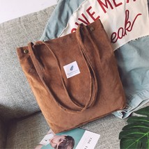 2022 New Women&#39;s Trend Bags Casual Big Tote Bag Retro Corduroy Shoulder Bag Shop - £16.82 GBP