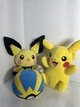 2 Pokémon Plush Pikachu 8&quot; Plus Pokeball Stuffed Animal WCT Wicked Cool Toys - £24.13 GBP
