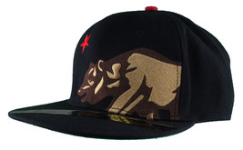 Dissizit! Side Bear Black Snapback Cap Hat California Star Flag - $350.28 MXN