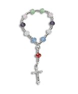 CRYSTAL ROSARY STRETCH BRACELET - 6&quot; BRACELET IN ASSORTED COLORS - $9.44 CAD