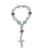 CRYSTAL ROSARY STRETCH BRACELET - 6&quot; BRACELET IN ASSORTED COLORS - £5.55 GBP