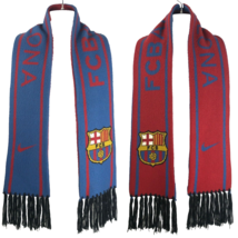 FCB Barcelona Football Nike Reversible Team Knit Scarf Soccer Spain Club Crest - £21.46 GBP