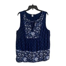 Old Navy Womens Shirt Adult Size XL Blue Floral Sleeveless Tie Norm Core... - $22.16