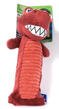 1 Ct The Humane Society Plush Toy Red Dino With Squeaker Crinkle &amp; Water Bottle - £16.41 GBP