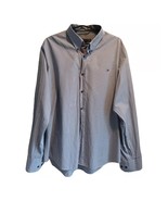 TOMMY HILFIGER Mens Gray White Striped Button Up Long Sleeved Shirt Logo XL - £18.11 GBP