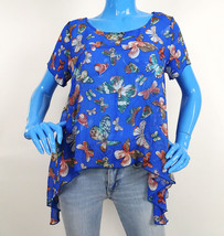 Dorothy USA Semi Sheer Butterfly Top Blouse Hanky Hem M 8 10 Georgette S... - $19.79