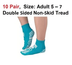 10 Pair NON-SKID Pillow Paws Terry Hospital Slipper Socks Double Imprint TEAL - $35.63