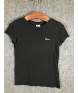Divided By H&amp;M Womens T-Shirt Size XS Black Short Sleeve (Love) On Front - £5.80 GBP