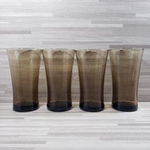 4-Vintage Mocha Brown Anchor Hocking Linden 15 oz. Glass Flat Tumblers - $38.67