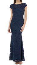 JS Collections 867125 Soutache Mesh Gown SZ 6 Navy - £87.28 GBP