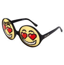 Linda Farrow Jeremy Scott Black Emoji EMOTICON2 Smiley Round Oversize Sunglasses - £130.43 GBP