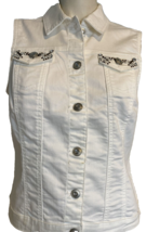 Baccini Women&#39;s Jewel Embellished Sleeveless Denim Vest White Medium - £15.17 GBP