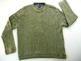 Chaps Mens Green Herringbone Pattern Knit Pullover Sweater Long Sleeve X... - $33.99