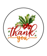 30 CHRISTMAS THANK YOU STICKERS ENVELOPE SEALS LABELS 1.5" ROUND HOLLY - $7.49