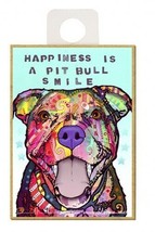 Happiness Is A Pit Bull Smile Vibrant Pop Art Wood Fridge Magnet 2.5x3.5 New A47 - £4.64 GBP