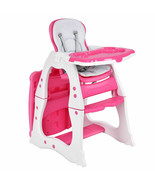 3-In-1 Baby High Chair Convertible Play Table Seat Booster Toddler Feeding Pink
