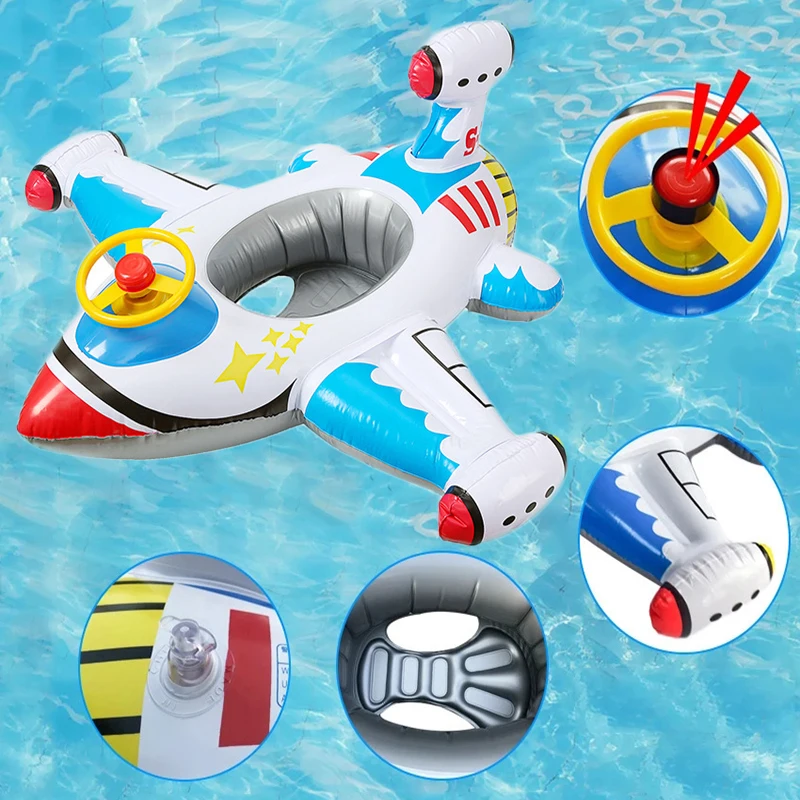 Swimming Circle Airplane Float Pool Swimming Ring Inflatable Circle Baby Seat - £21.90 GBP+