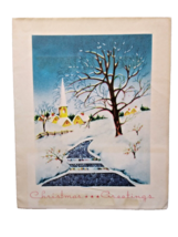 Diecut Glittered Snow Walkway Church Religious Christmas Greeting Card 1945 - $8.90