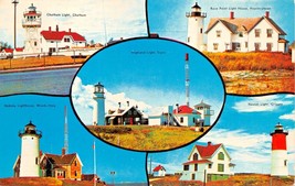 Some Of Cape Cod&#39;s Most Famous LIGHTHOUSES-RACE POINT-HIGHLAND-NAUSET Postcard - $4.95