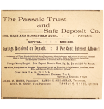 1895 Passaic Trust &amp; Safe Deposit Bank Victorian Advertisement New Jerse... - $372.61 MXN