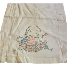 Flower Basket Spring Embroidered Table Runner Dresser Scarf Cottage Core... - £25.73 GBP