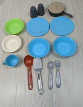 Step 2 play kitchen dishes pan utensils blue plates bowls spatula shakers - $29.69
